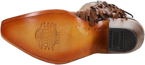 Corral Boots النسائية النسر المطرز مرصع هامش طويل القامة قص اصبع القدم أحذية عادية فوق الركبة منتصف الكعب 2-3 " - بني in Kuwait
