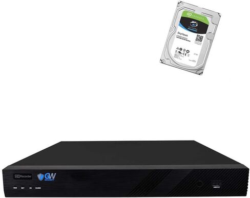 مسجل فيديو GW Security 16 قناة 12 ميجابكسل 4K NVR وحده مع محرك أقراص ثابتة سعة 4 تيرابايت مثبت مسبقًا (GW4216EP 4T) in Kuwait