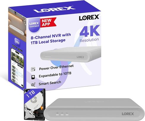 تطبيق لوريكس كونكت | 4K 8 قنوات NVR | مسجل فقط | تخزين محلي 1 تيرابايت | كشف الأشخاص والمركبات بالذكاء الاصطناعي | البحث الذكي | عملية الهمس الهادئ | الدرجة المهنية | لا رسوم شهرية in Kuwait