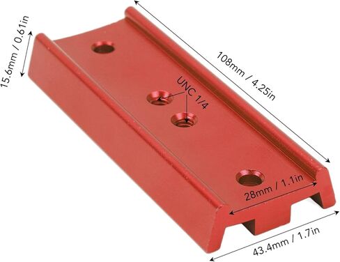 4.25in Dovetail Plate, Telescope Dovetail Mounting Plate, 108mm Aluminum Alloy Dovetail for Equatorial Mount with 1/4in Thread and M62 Screw Holes, for Telescope (Red) in Saudi Arabia