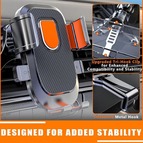 Car Phone Holder for Jeep Wrangler Cherokee (KL) Liberty (KJ), 360° Adjustable Cell Phone Mount Holders for Air Vent, Metal Hook, One-Hand Operation Car Accessories for Women Men,A Black in Saudi Arabia