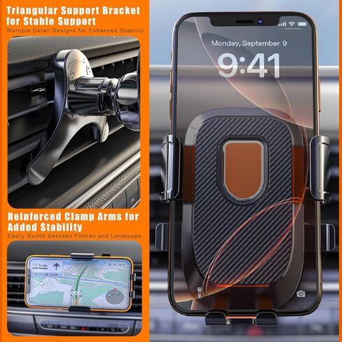 Car Phone Holder for Jeep Wrangler Cherokee (KL) Liberty (KJ), 360° Adjustable Cell Phone Mount Holders for Air Vent, Metal Hook, One-Hand Operation Car Accessories for Women Men,A Black in Saudi Arabia