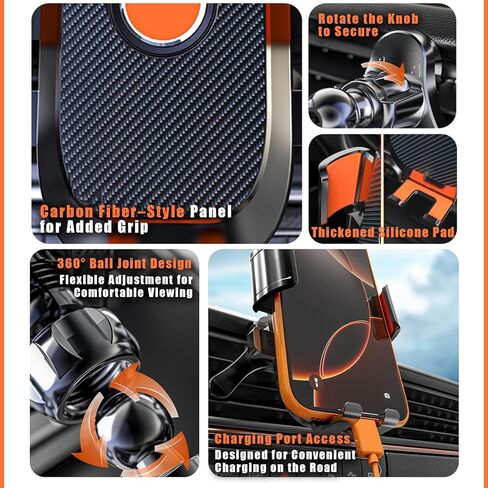 Car Phone Holder for Jeep Wrangler Cherokee (KL) Liberty (KJ), 360° Adjustable Cell Phone Mount Holders for Air Vent, Metal Hook, One-Hand Operation Car Accessories for Women Men,A Black in Saudi Arabia