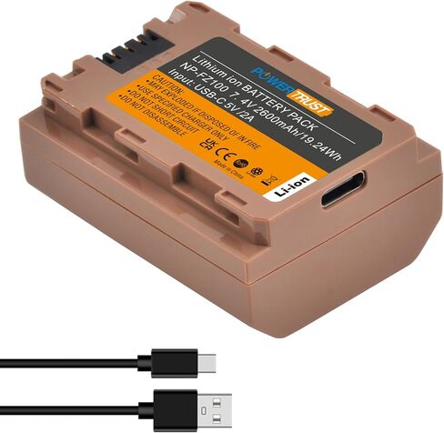 NP-FZ100 Battery 2600mAh Compatible with Sony A1, A9, A9 II, A7R III, A7R IV, A7R V, A7S III, A7 III, A7 IV, A6600, A7C Cameras with USB-C Charging Cable in Kuwait