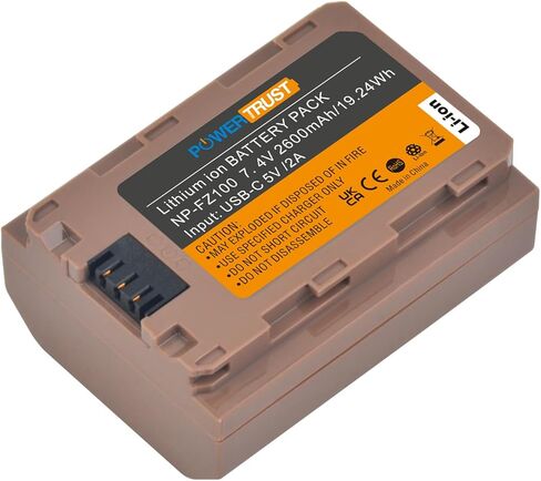 NP-FZ100 Battery 2600mAh Compatible with Sony A1, A9, A9 II, A7R III, A7R IV, A7R V, A7S III, A7 III, A7 IV, A6600, A7C Cameras with USB-C Charging Cable in Kuwait