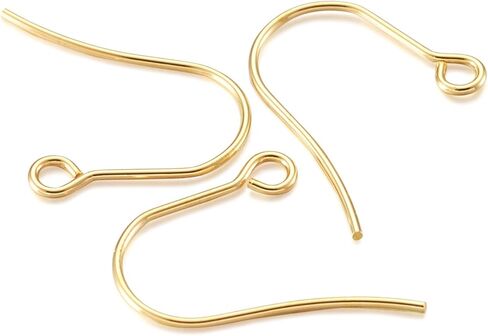 100Pcs 304 Stainless Steel Earring Hooks Fish Hook Ear Wires with Loop 2mm Hole for DIY Earring Jewelry Making Supplies, Pin: 0.7mm in Saudi Arabia