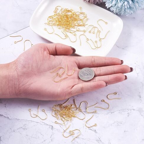 100Pcs 304 Stainless Steel Earring Hooks Fish Hook Ear Wires with Loop 2mm Hole for DIY Earring Jewelry Making Supplies, Pin: 0.7mm in Saudi Arabia