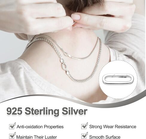 PATIKIL 13x10mm 925 Sterling Silver Spring Gate Rings, 2Pcs Oval Spring Clasps Necklace Enhancer Shortener Closures Connector for Jewelry Making Necklaces DIY, Silver Tone in Saudi Arabia