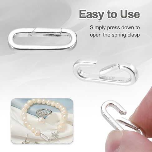 PATIKIL 13x10mm 925 Sterling Silver Spring Gate Rings, 2Pcs Oval Spring Clasps Necklace Enhancer Shortener Closures Connector for Jewelry Making Necklaces DIY, Silver Tone in Saudi Arabia