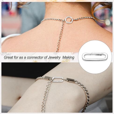 PATIKIL 13x10mm 925 Sterling Silver Spring Gate Rings, 2Pcs Oval Spring Clasps Necklace Enhancer Shortener Closures Connector for Jewelry Making Necklaces DIY, Silver Tone in Saudi Arabia