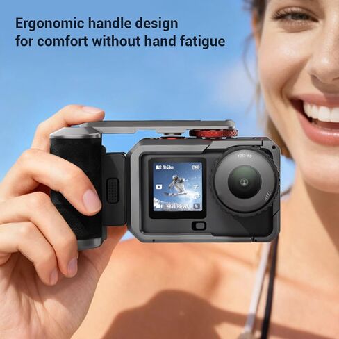 مجموعة Alomejor Street Grip Kit، مقبض من سبائك الألومنيوم مع قفص معدني لـ Osmo Action 6، تصميم خفيف الوزن مقاوم للصدمات للتصوير الفوتوغرافي في الشوارع in Kuwait