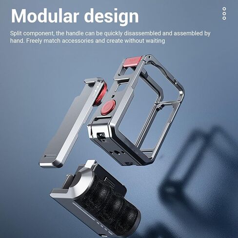 مجموعة Alomejor Street Grip Kit، مقبض من سبائك الألومنيوم مع قفص معدني لـ Osmo Action 6، تصميم خفيف الوزن مقاوم للصدمات للتصوير الفوتوغرافي في الشوارع in Kuwait