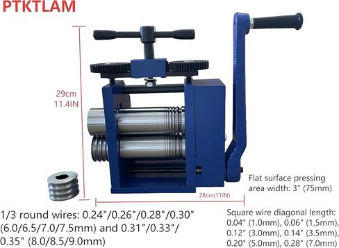PTKTLAM 4-in-1 Jewelry Rolling Mill, Draw Round Square Flat Semicircle Wire, 1.6" 42mm Roller 1:5 Gear Ratio, Adjustable Thickness for Gold Silver Copper, DIY Jewelry Making Tool in Saudi Arabia