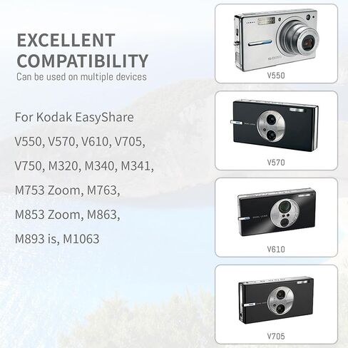 2 حزمة بطارية KLIC-7001 مع شاحن سريع نحيف متوافق مع Kodak EasyShare V550، V570، V610، V705، V750، M320، M340، M341، M753 Zoom، M763، M853 Zoom، M863، M893 is، M1063 كاميرات رقمية 1500 مللي أمبير في الساعة in Kuwait