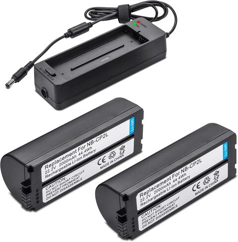 2 بطارية NB-CP2L مع شاحن لطابعة الصور المدمجة Canon CP1300، CP1200، CP100، CP200، CP220، CP300، CP330، CP400، CP510، CP600، CP710، CP730، CP770، CP780، CP790، CP800 NB CP2L NB-CP1L 2000 مللي أمبير in Kuwait