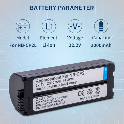 2 بطارية NB-CP2L مع شاحن لطابعة الصور المدمجة Canon CP1300، CP1200، CP100، CP200، CP220، CP300، CP330، CP400، CP510، CP600، CP710، CP730، CP770، CP780، CP790، CP800 NB CP2L NB-CP1L 2000 مللي أمبير in Kuwait