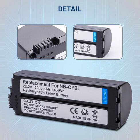 2 بطارية NB-CP2L مع شاحن لطابعة الصور المدمجة Canon CP1300، CP1200، CP100، CP200، CP220، CP300، CP330، CP400، CP510، CP600، CP710، CP730، CP770، CP780، CP790، CP800 NB CP2L NB-CP1L 2000 مللي أمبير in Kuwait