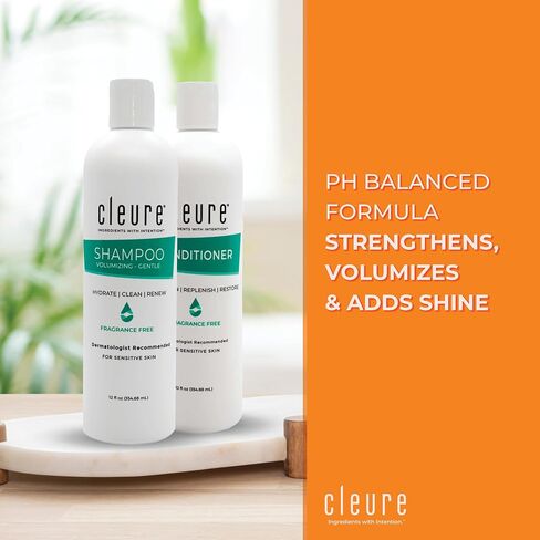 Cleure Hypoallergenic Volumizing Shampoo for Sensitive Skin - Fragrance Free, SLS Free & Paraben Free (12 oz, Pack of 1) in Saudi Arabia