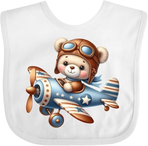 inktastic Cute Teddy Bear Pilot in Airplane Baby Bib in Kuwait