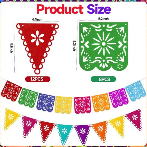 Cinco de Mayo Fiesta Party Decorations 2 Pack Include Wavy Metallic Tinsel Foil Fringe Backdrop Felt Cinco de Mayo Decor Banner for Dia De Los Muertos Taco Mexican Party Loteria Birthday Decor in Kuwait