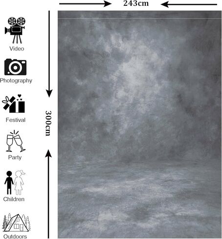 Abstract Texture Photography Backdrop, Thickened Microfiber Fabric with Roller Pocket, Portrait and Headshot Background for Photoshoot, Photo Video Studio Prop(Grey,8x10ft,No Stand) in Saudi Arabia