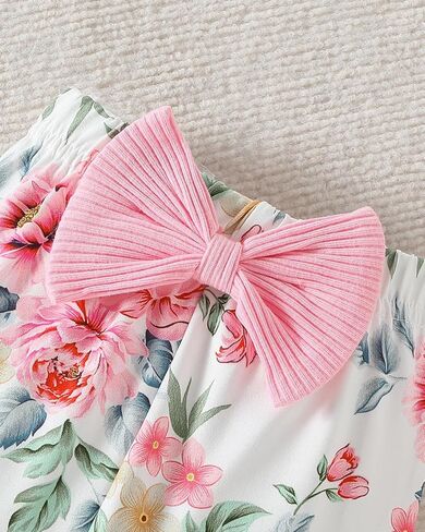 ChuYuKu Newborn Girl Mother’s Day Outfit 5Pcs, Coming Home Romper Flower Pants Set, Spring Summer Baby Hospital Clothes in Saudi Arabia