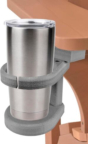 Adirondack Chair Cup Holder Attachment – Adjustable Poly Lumber Drink Holder – Outdoor Accessory for Polywood Furniture, Light Grey in Kuwait