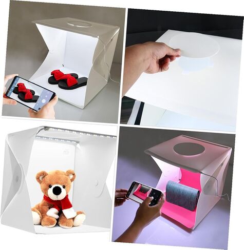 SHOWERORO Portable Photography Backdrop Light Box 40cm Large Foldable Photo Tent with Dual LED Strips and 2 Color Backdrops for Product Display and Studio Shooting in Kuwait