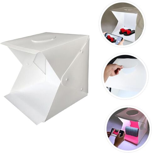 SHOWERORO Portable Photography Backdrop Light Box 40cm Large Foldable Photo Tent with Dual LED Strips and 2 Color Backdrops for Product Display and Studio Shooting in Kuwait