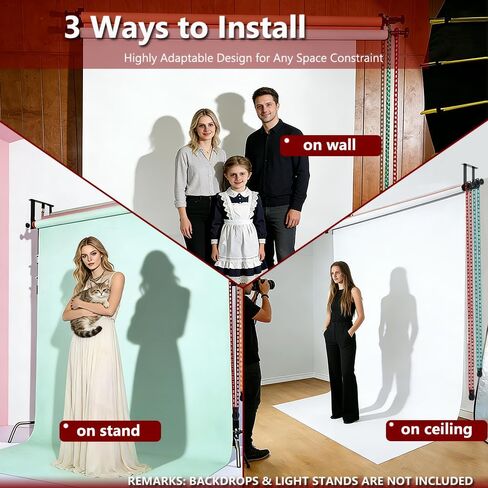 MagicLine التصوير الفوتوغرافي خلفية الجدار جبل 2 نظام دعم الأسطوانة، حامل خلفية الصورة اليدوية / حامل تثبيت الضوء، حامل خلفية لاستوديو الفيديو المنزلي والمصور in Kuwait