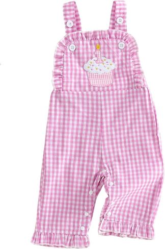 My First 1st Birthday Outfit Baby Girl 1 Year Old Clothes One Overalls Jumpsuit Sleeveless Onesie Smocked Outfits in Kuwait
