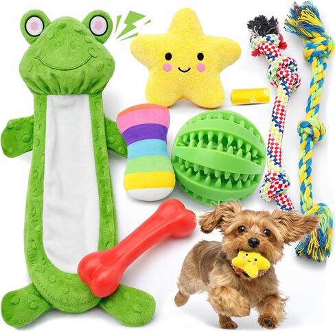8 Pack Puppy Toys for Small Dogs, Luxury Dog Chew Toys with Squeaky Plush Toys, Rope Toys and Ball, Teething Toys for Puppy Supplies in Saudi Arabia