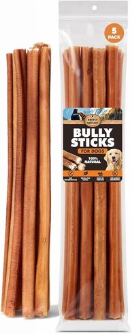 BRUTUS & BARNABY Bully Sticks for Dogs, 12" – Low-to-No Odor, Grass-Fed, Rawhide-Free Chews for Aggressive Power Chewers in Saudi Arabia