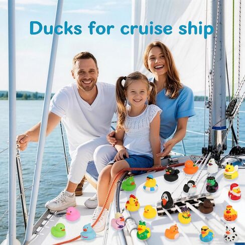 EKisemio 120pcs Cruise Ducks Kits Include 40 Rubber Ducks with 40 Cruising Duck Tags & 40 Rubber Bands, Rubber Ducks Bulk for Cruise Ship for Squeeze Games Classroom Prize Bath Toys and Party Favors in Kuwait