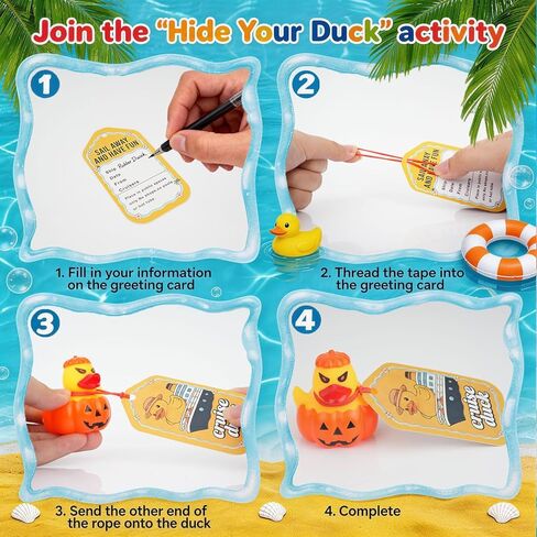 EKisemio 120pcs Cruise Ducks Kits Include 40 Rubber Ducks with 40 Cruising Duck Tags & 40 Rubber Bands, Rubber Ducks Bulk for Cruise Ship for Squeeze Games Classroom Prize Bath Toys and Party Favors in Kuwait
