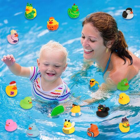 EKisemio 120pcs Cruise Ducks Kits Include 40 Rubber Ducks with 40 Cruising Duck Tags & 40 Rubber Bands, Rubber Ducks Bulk for Cruise Ship for Squeeze Games Classroom Prize Bath Toys and Party Favors in Kuwait