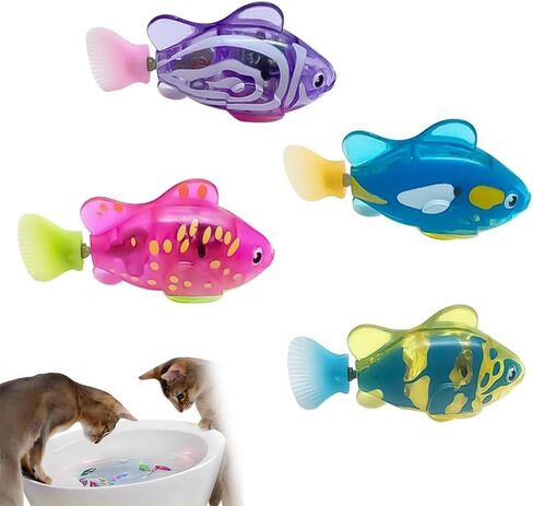 Jayol Electronic Engaging Pet Toy Fish, Waterproof LED Light Electronic Fish, Speeding up and Slowing Down Sway in Water, Twist Tail in a Lifelike Manner (4 PCS) in Kuwait