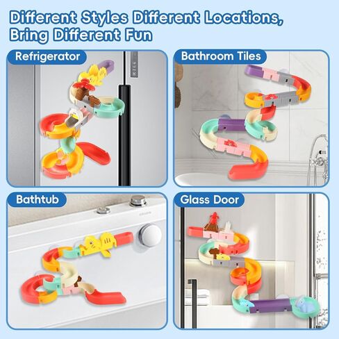 72 PCs Dinosaur Bath Toys DIY Water Slides Toy for Kids Ages 4-8, Bathtub Shower Toys with Rubber Dino Bath Toys for Kids Birthday Gifts in Kuwait