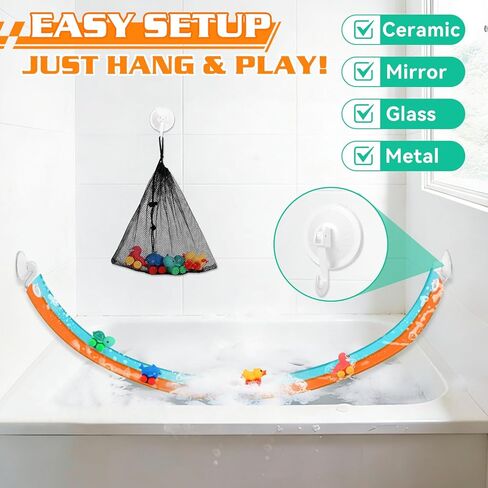Race Car Bath Toys, Toddler Bathub Toy Set, 5 Ft Flexible Bath Race Track for Kids Ages 3+ , Cars Toy Gift for Baby Boys &Girls, Portable Rolls Up Race Tracks with 1 Mesh Storage Bag & 3 Suction Cup in Kuwait