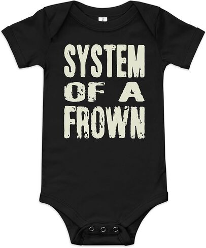 SYSTEM OF A FROWN Baby Onesie، 100% قطن، مقاسات 3-24m، للجنسين الأطفال، هدية مضحكة للأطفال لمحبي موسيقى الميتال الثقيلة in Kuwait