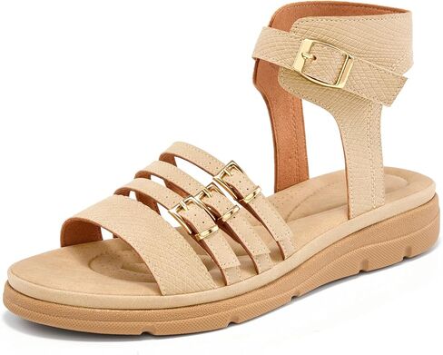 Dressy Womens Sandals Walking: Comfortable Breathable Insole Women Flat Sandal - Casual Adjustable Buckle Summer Outdoor Shoes in Saudi Arabia