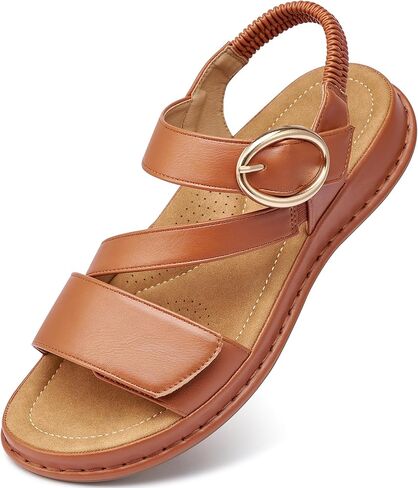 Aomigoct Womens Dressy Summer Sandals: Comfortable Insole & Arch Support for Casual Outings - Non-Slip Sole & Adjustable Straps for Confident Walking - Active Women 30-50 in Kuwait