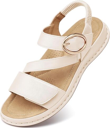 Aomigoct Womens Dressy Summer Sandals: Comfortable Insole & Arch Support for Casual Outings - Non-Slip Sole & Adjustable Straps for Confident Walking - Active Women 30-50 in Saudi Arabia