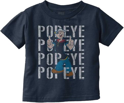 Popeye The Sailor Man On Repeat Retro Toddler Boy Girl T Shirt in Kuwait