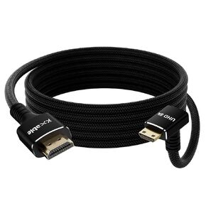 كابل HDMI صغير بزاوية قائمة 8K إلى HDMI بطول 4 أقدام، ثنائي الاتجاه، مضفر، 8K@60 هرتز، 4K@120 هرتز، متوافق مع الكاميرا، كاميرا الفيديو، الشاشة المحمولة، الكمبيوتر المحمول، الكمبيوتر اللوحي، بطاقة الرسومات، Raspberry Pi Zero -Bend Down in Kuwait