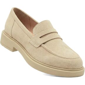 Suede Loafers for Women, Comfortable Platform Penny Loafers, Slip On Flats Casual Office Work, Non-Slip Memory Foam Shoes for Walking Dress (Beige/Brown, Size 5.5-8.5) in Saudi Arabia