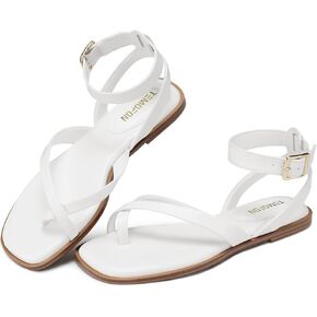 TEMOFON Flat Strappy Sandals Women: Dressy Summer Flip Flops | Comfort Dress Casual, Open Toe, Adjustable Buckle Ankle Strap, Cute Thong, Lightweight Walking Beach Shoes in Saudi Arabia