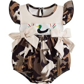 Southern Baby Girl Bubble Romper Ruffles Bows Duck Embroidery Smocked Bodysuit Spring Summer Outfit in Saudi Arabia