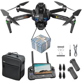 Airdrop Drone, 2 Batteries, Long Flight Time, GPS with 7.2 Inch Touchscreen Remote Control, 4K HD Dual Cameras, 3-Axis Gimbal, 360° Omnidirectional Obstacle Avoidance, Brushless Motors, Optical Flow Positioning & Hover, Intelligent Follow, Foldable Portab in Kuwait