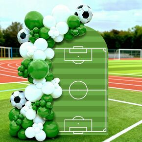 VitalCozy 7.2ft Soccer Field Birthday Party Arch Backdrop Cover Soccer Photography Backdrops Spandex Fitted Arch Stand Covers for Rugby Balloons Birthday Parties in Kuwait